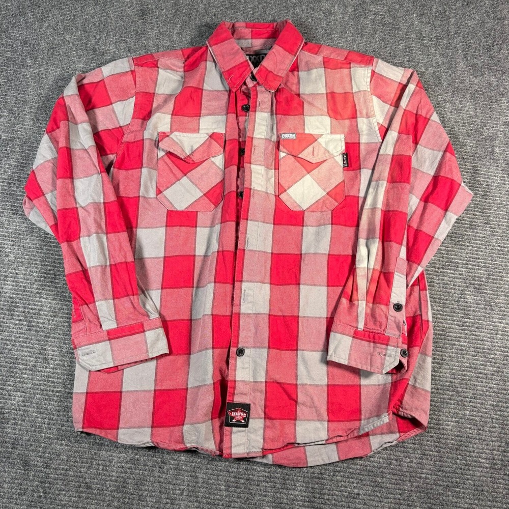 Dixxon Flannel Co FR Shirt Mens L Red Grey Excellent Flame Resistant Plaid